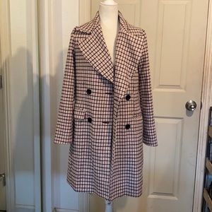 COPY - Small Forever 21 Plaid pink black and white trench jacket